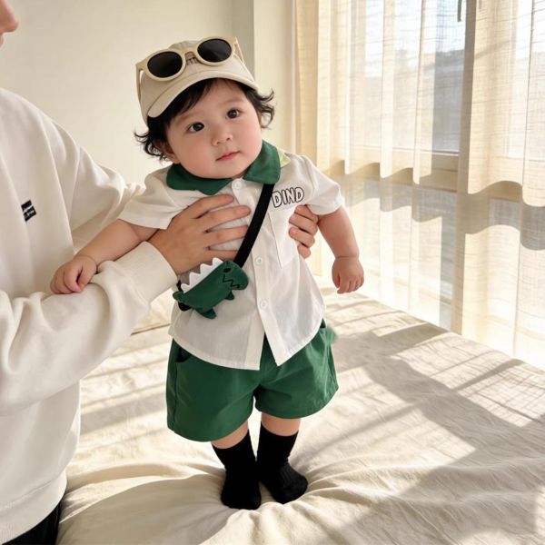 學院風恐龍背包襯衫套裝 