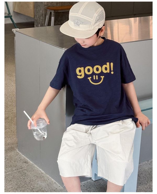 Good笑臉印花素色T恤上衣(2色) 