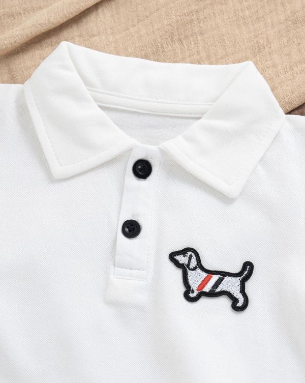 狗狗刺繡polo翻領連身裝 