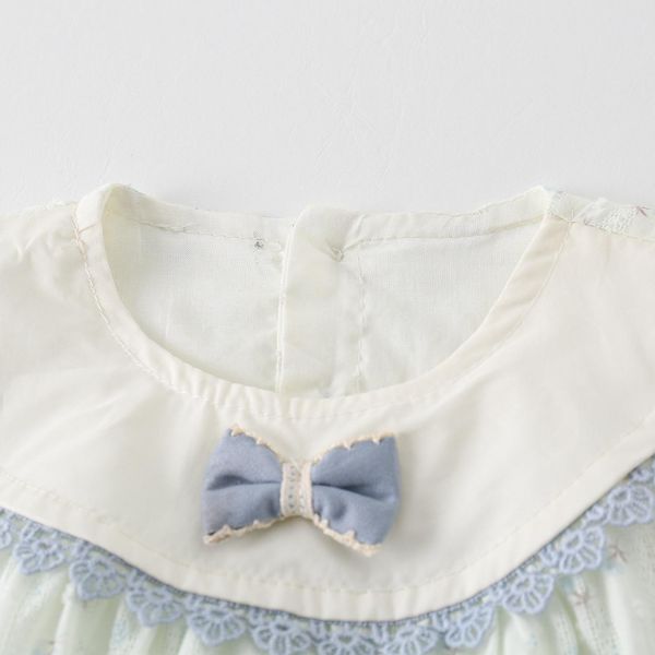 清新藍碎花圓領拼接包屁衣 