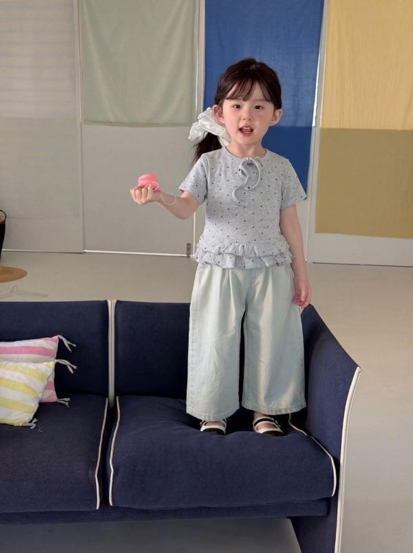 點點荷葉蝴蝶結甜美上衣(2色) 