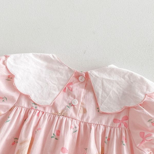 蝴蝶結花邊翻領透氣包屁衣 