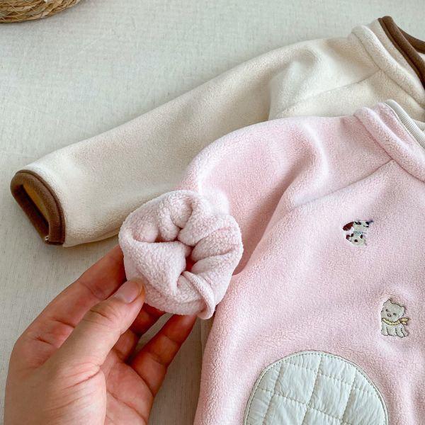 可愛狗狗刺繡雙面絨拉鍊外套 