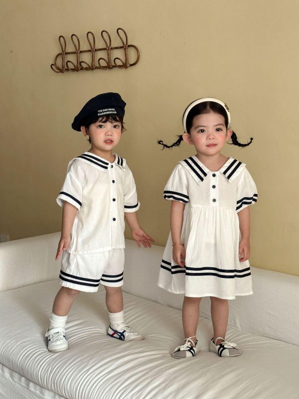 男女童海軍風兩件式套裝/洋裝 
