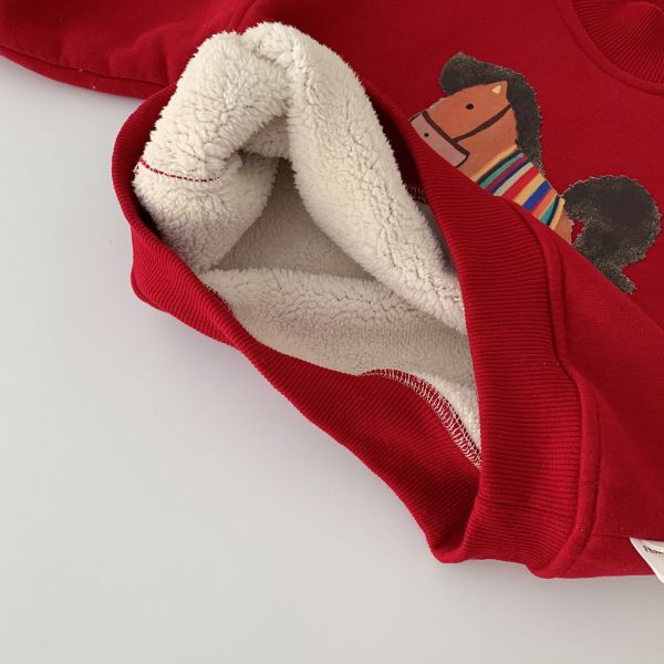 『現貨100cm』小馬新年印花加絨上衣 