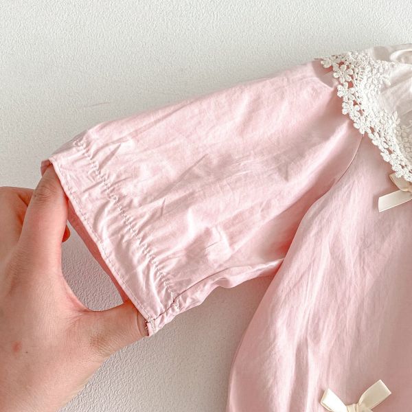 早春蕾絲翻領蝴蝶結包屁衣 