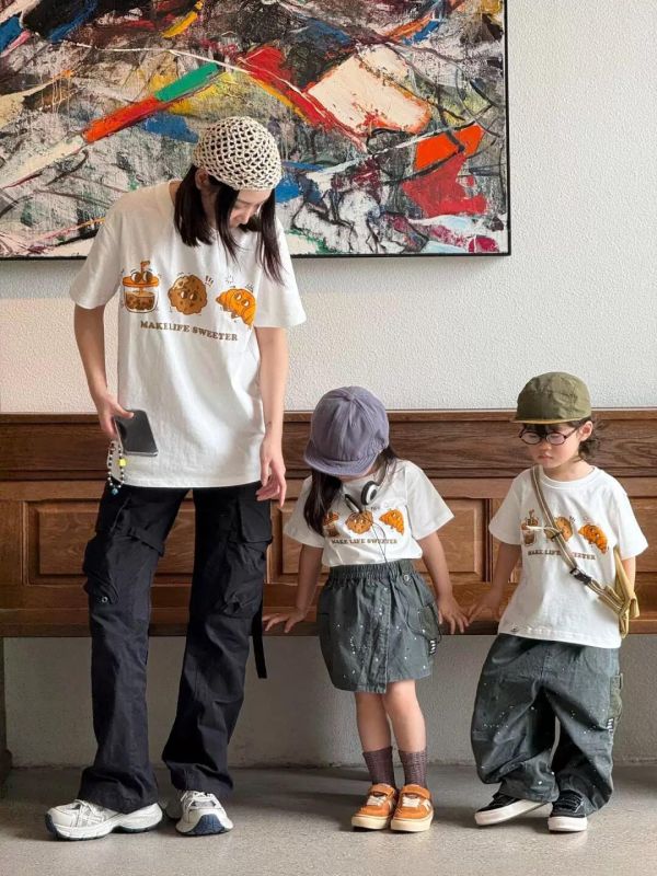 親子麵包可頌雙面印花上衣 