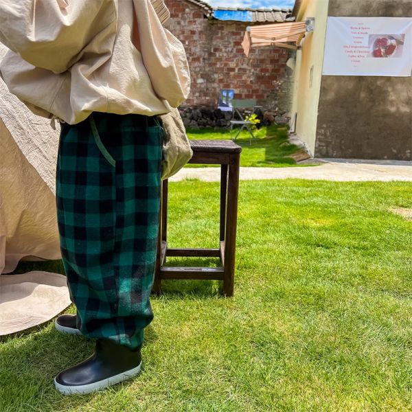 鬆緊時尚格紋休閒哈倫褲 