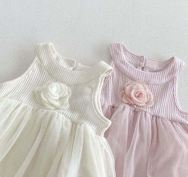 小香風立體小花削肩包屁衣 