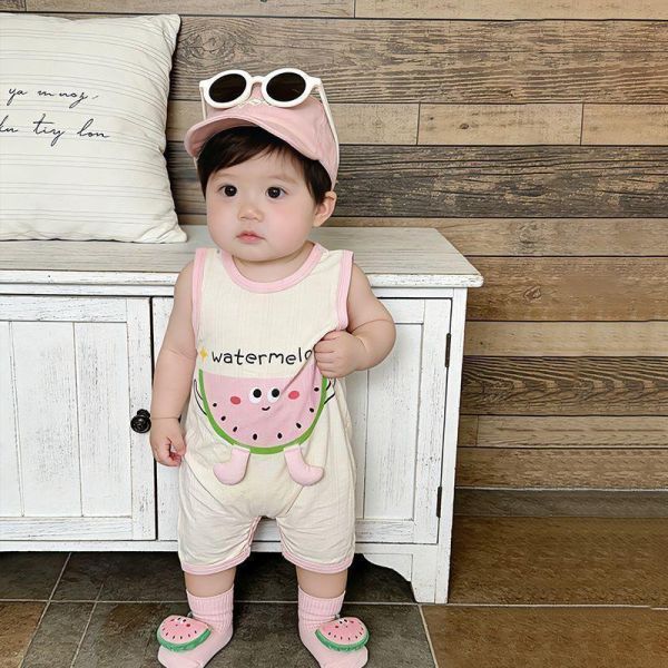 薯條/西瓜/森林熊撞色壓邊連身裝(3色) 