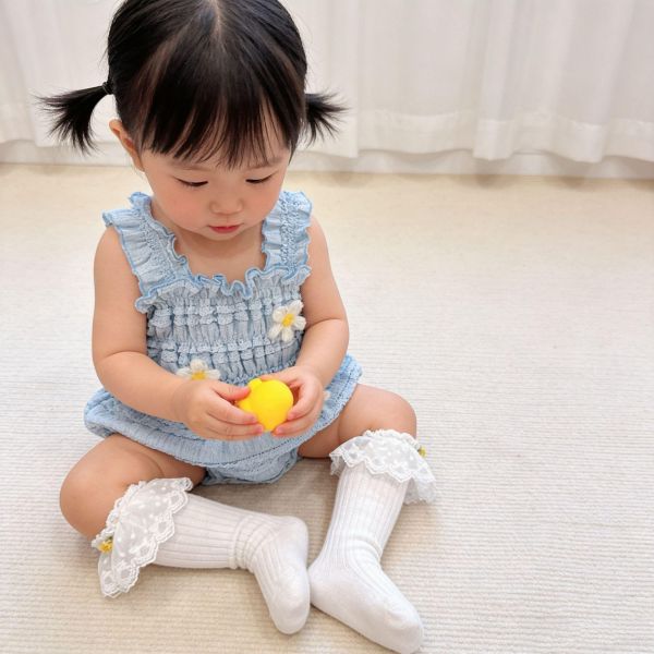 小清新立體小花鬆緊包屁衣 