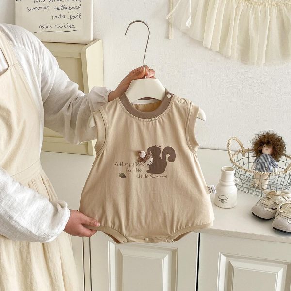 可愛松鼠榛果背心式包屁衣 