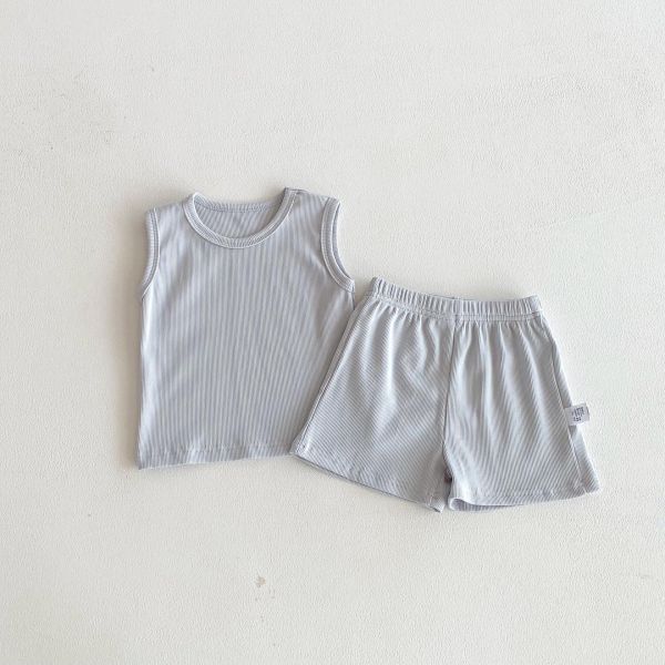 素色彈力棉質背心兩件式套裝 