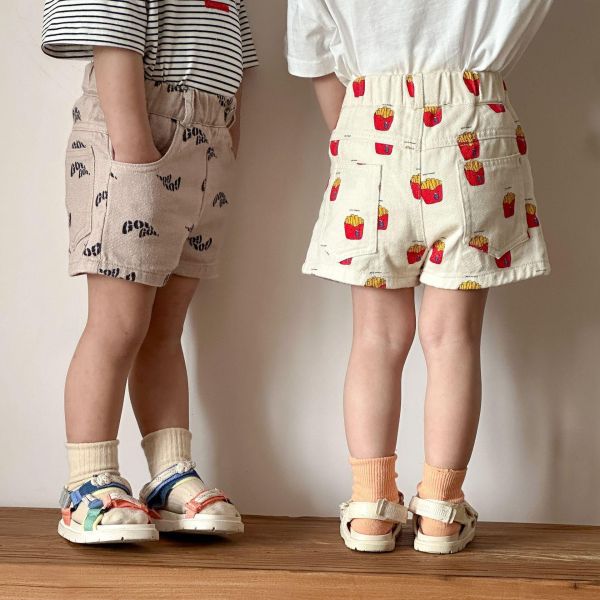 可愛薯條/字母/小花/愛心休閒短褲 