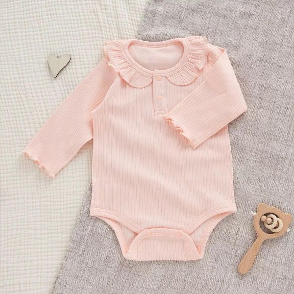 新生兒純棉素色包屁衣+兔耳帽 