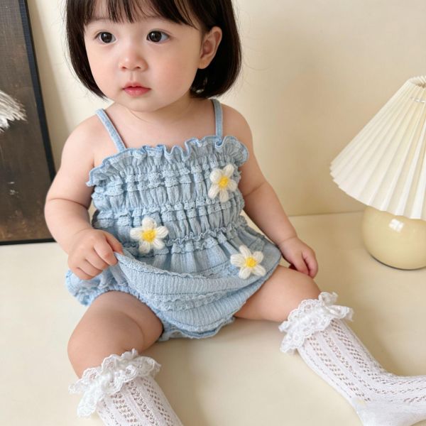 小清新立體小花鬆緊包屁衣 