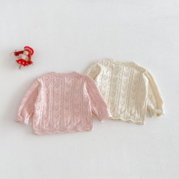 愛心簍空蘑菇針織開釦外套 