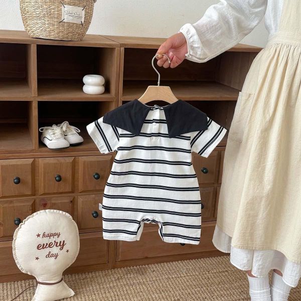 貓熊條紋披肩翻領連身裝 