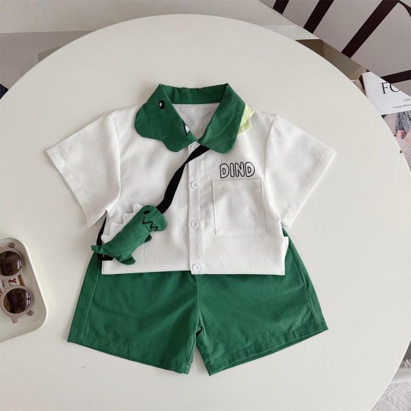 學院風恐龍背包襯衫套裝 