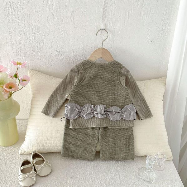 螺紋軟糯上衣/華夫格背心兩件套 