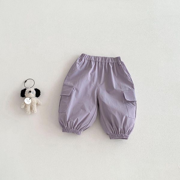 素色工裝大口袋束口長褲 