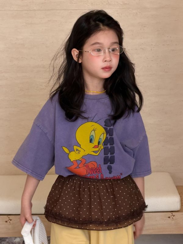 可愛刷舊崔弟印花寬鬆上衣 