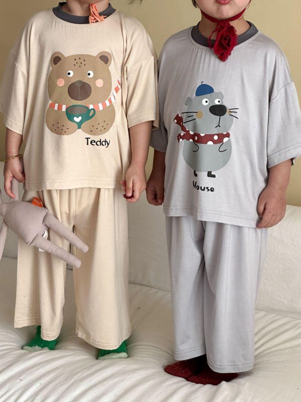 可愛印花寬鬆彈力居家套裝 