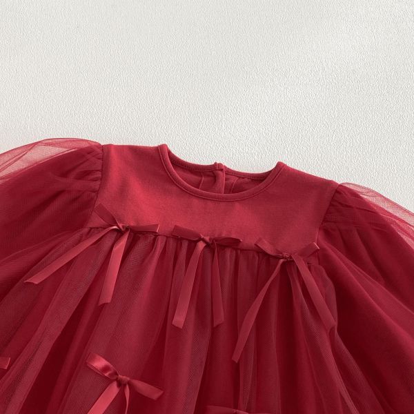 網紗蝴蝶結後開釦包屁衣 