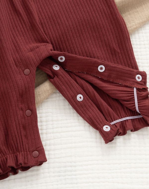 新生兒花領酒紅包屁衣/連身裝 