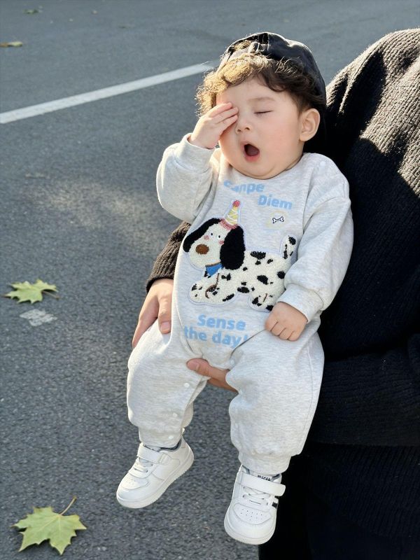 立體生日帽狗狗布標連身裝 