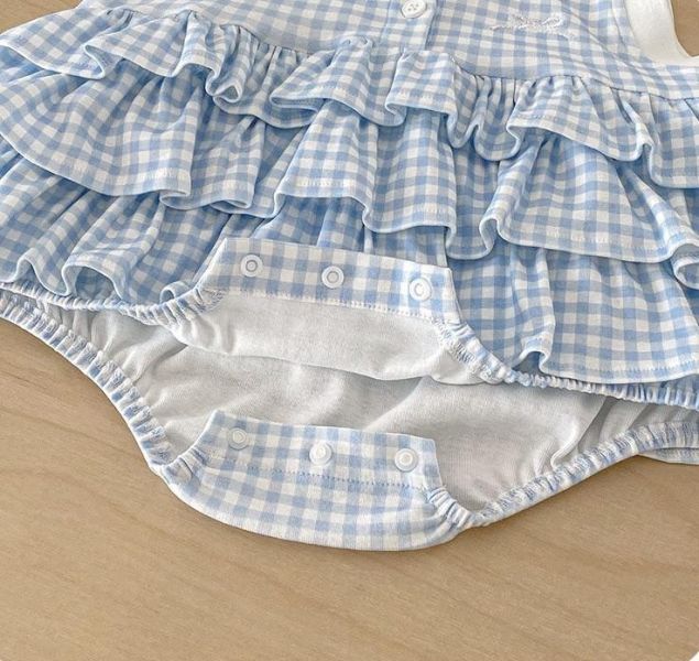 翻領格紋開釦蛋糕包屁裙 