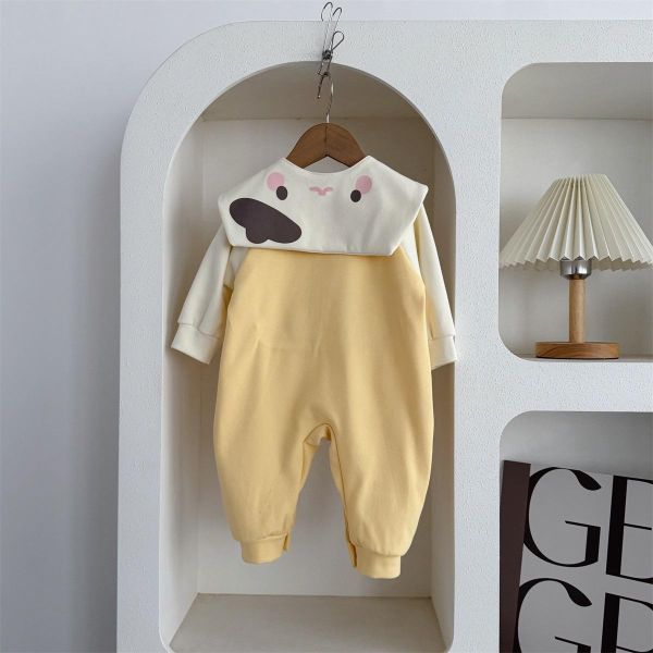 可拆式披肩-海軍風狗狗印花連身裝 