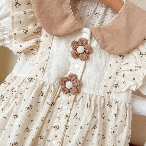 田園風碎花立體小花連身裝 