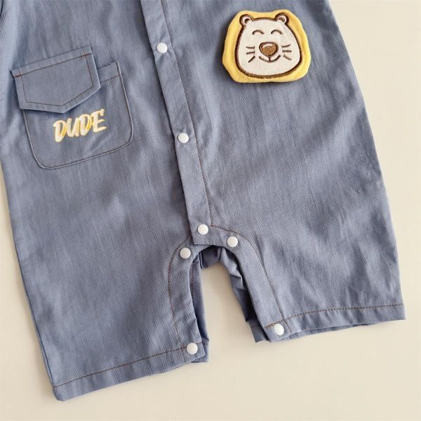 假兩件工裝前後獅子連身裝 