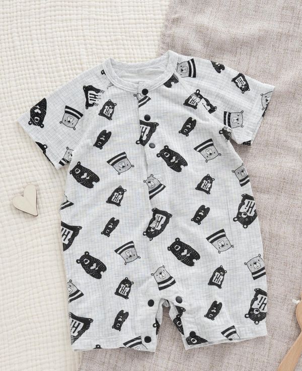 新生兒小熊純棉開釦連身裝 