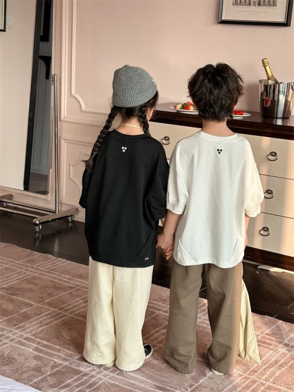 素色休閒直筒兩色長褲 