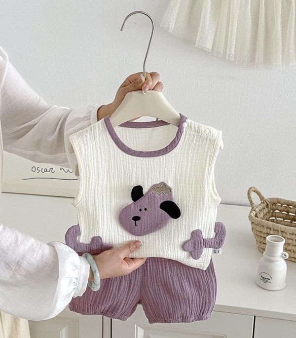 立體鱷魚/綿羊透氣紗布棉兩件式套裝 