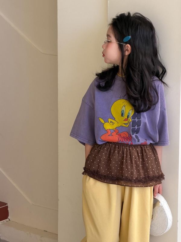 可愛刷舊崔弟印花寬鬆上衣 