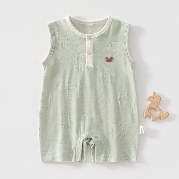 雙釦螃蟹壓紋包屁衣/連身裝 