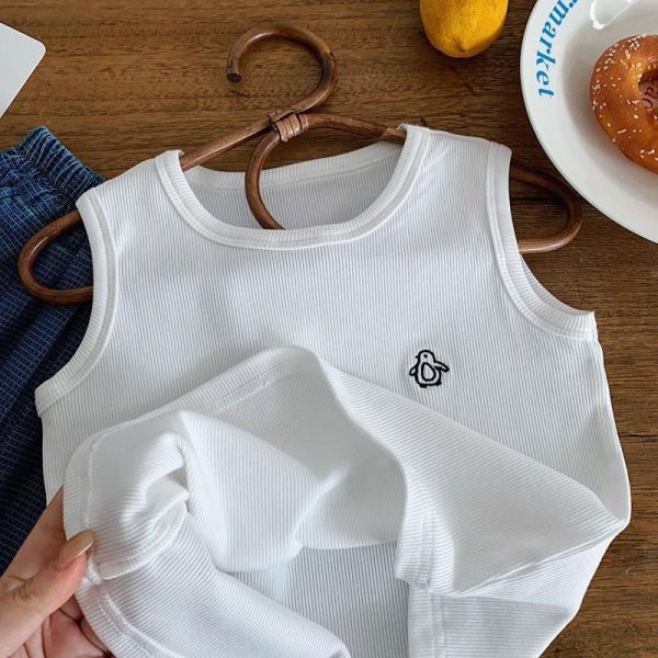 素色簡約動物刺繡百搭背心 