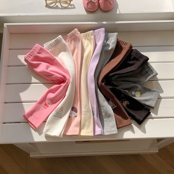 素色百搭可愛印花彈力褲 