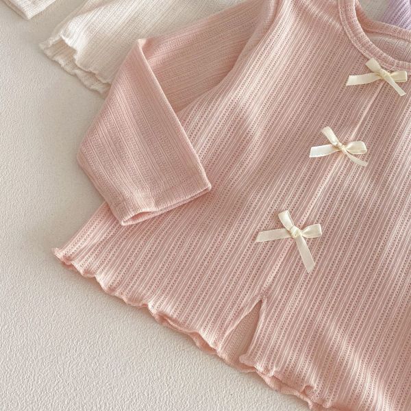 撞色蝴蝶結彈力素色上衣 