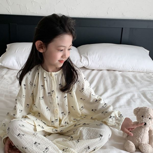 紗布棉透氣居家睡衣套裝 