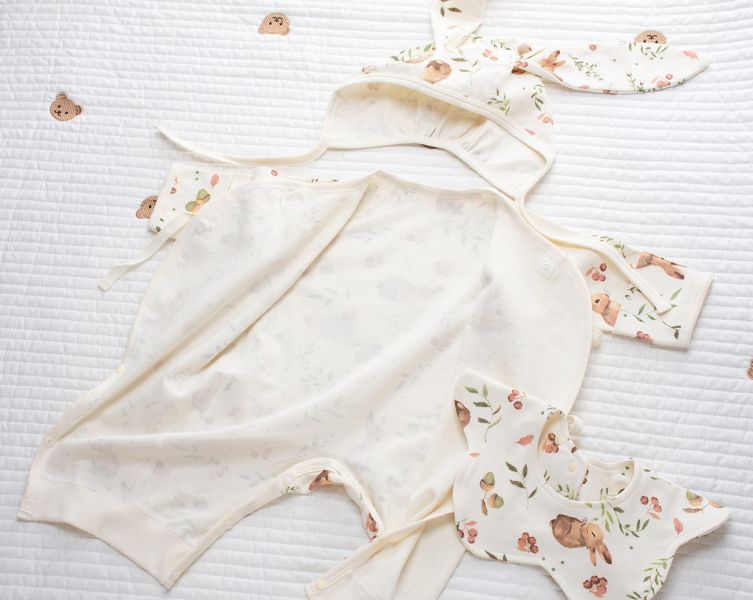 純棉兔子包手側開連身裝 