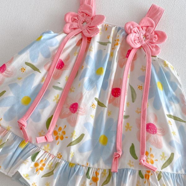 滿印碎花小花背帶包屁裙 