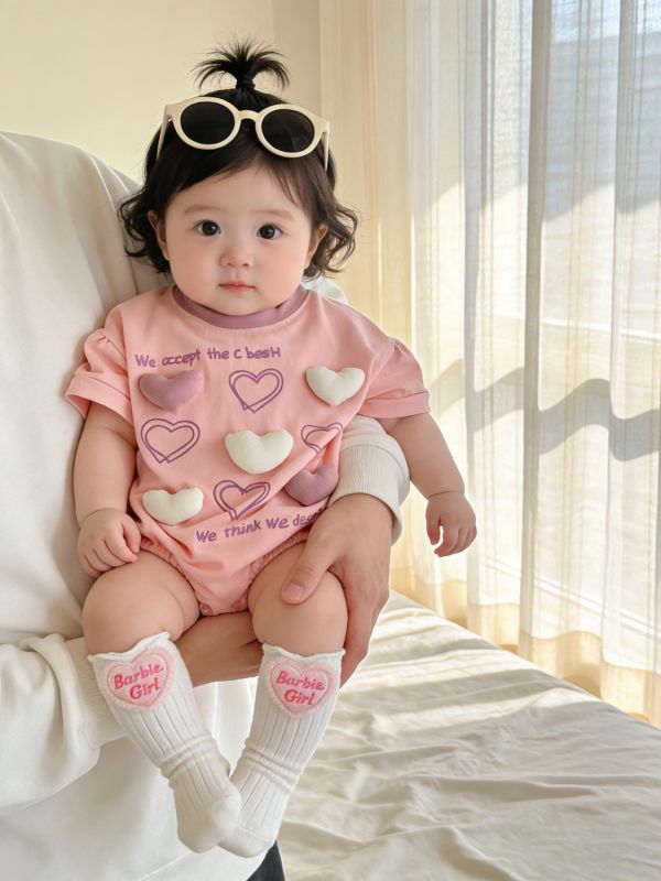 立體愛心可愛印花包屁衣(2色) 