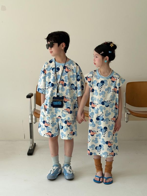 男女童滿版米奇印花套裝/連身裙 