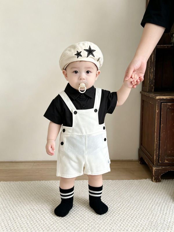 兩件式紳士寶領結上衣+吊帶裙套裝 