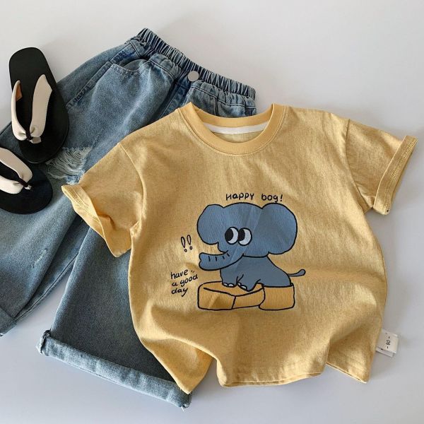 棉質大象印花T恤上衣 