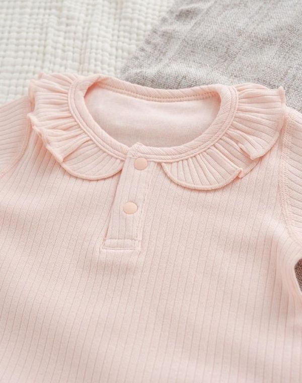 新生兒純棉素色包屁衣+兔耳帽 